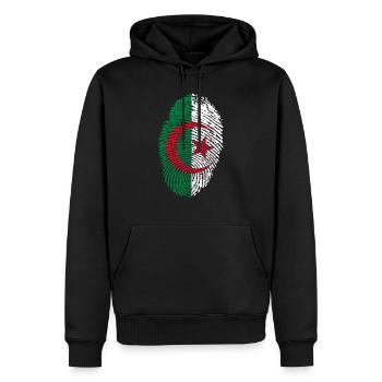 Algérie - Sweat à capuche Premium bio Homme - noir - Devant - Nico (187cm)