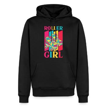 Roller Girl 70s 80s Retro Rollschuhlaufen - Männer Premium Bio Hoodie - Schwarz - Vorne - Nico (187cm)