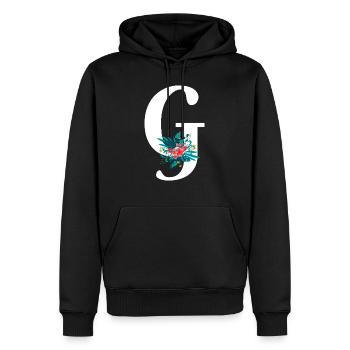 Buchstabe G geblümt - Männer Premium Bio Hoodie - Schwarz - Vorne - Nico (187cm)