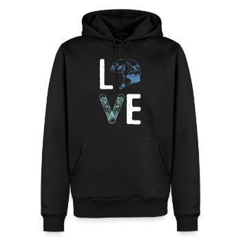 liebe snowboarding - Männer Premium Bio Hoodie - Schwarz - Vorne - Nico (187cm)