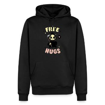 Free hugs - Sweat à capuche Premium bio Homme - noir - Devant - Nico (187cm)