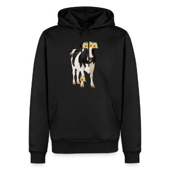 Holstein Kuh mit Blüten - Männer Premium Bio Hoodie - Schwarz - Vorne - Nico (187cm)