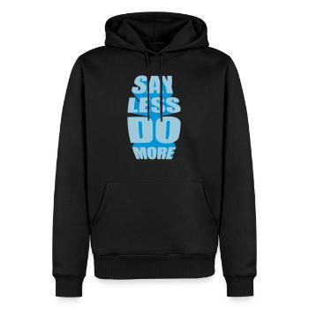 say less do more - Männer Premium Bio Hoodie - Schwarz - Vorne - Nico (187cm)