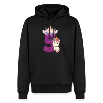 Baby Einhorn Geburtstag Zahl fünf Regenbogen süß - Männer Premium Bio Hoodie - Schwarz - Vorne - Nico (187cm)