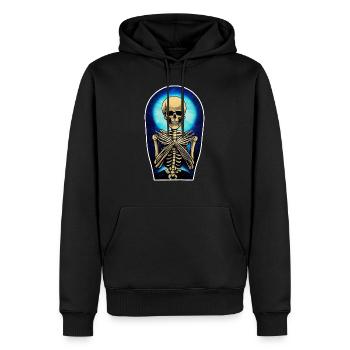 squelette style peinture acrylique - skate - Sweat à capuche Premium bio Homme - noir - Devant - Nico (187cm)