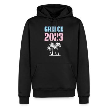 Grèce 2023 - Sweat à capuche Premium bio Homme - noir - Devant - Nico (187cm)