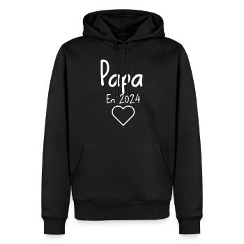 Papa En 2024 - Sweat à capuche Premium bio Homme - noir - Devant - Nico (187cm)