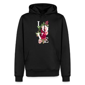 Liebe Blumen - Männer Premium Bio Hoodie - Schwarz - Vorne - Nico (187cm)