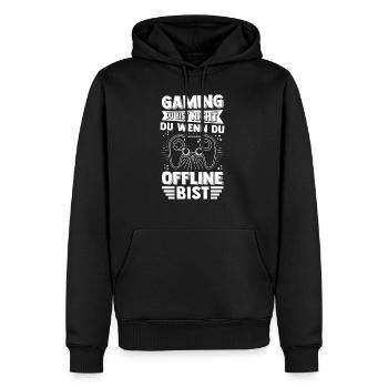Gaming Online Statt Offline Controller Spieler Gam - Männer Premium Bio Hoodie - Schwarz - Vorne - Nico (187cm)