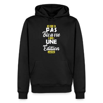 Je ne suis pas bizarre je suis une édition limitée - Sweat à capuche Premium bio Homme - noir - Devant - Nico (187cm)