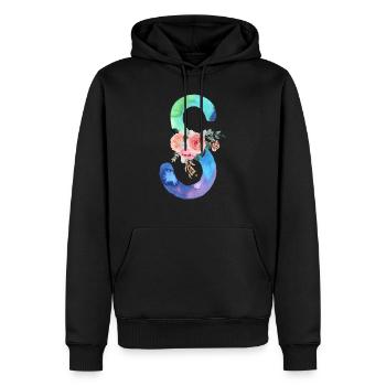 Lettre S watercolor - Sweat à capuche Premium bio Homme - noir - Devant - Nico (187cm)