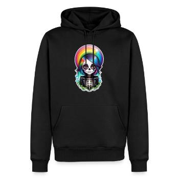 Halloween - Rock & Regenbogen - Männer Premium Bio Hoodie - Schwarz - Vorne - Nico (187cm)