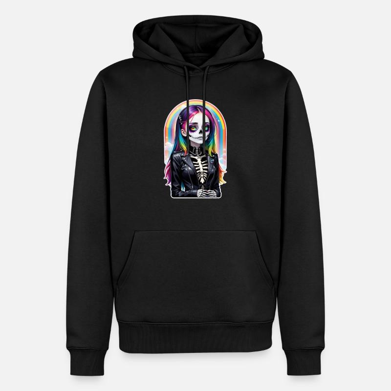 Halloween - Rock & Regenbogen - Männer Premium Bio Hoodie - Schwarz