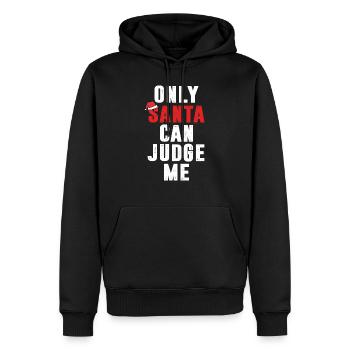 Lustige sarkastische Weihnachten, nur der Weihnachtsmann kann mich beurteilen - Männer Premium Bio Hoodie - Schwarz - Vorne - Nico (187cm)