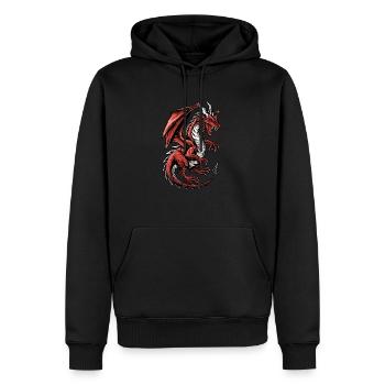 Vintage-Drache zügellos - Männer Premium Bio Hoodie - Schwarz - Vorne - Nico (187cm)