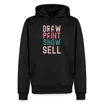 "Künstlerischer Prozess und Kommerz" - Männer Premium Bio Hoodie - Schwarz - Vorne - Nico (187cm)