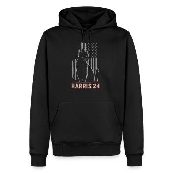 Kamala Harris 24 Cat Lady Supporter - Männer Premium Bio Hoodie - Schwarz - Vorne - Nico (187cm)