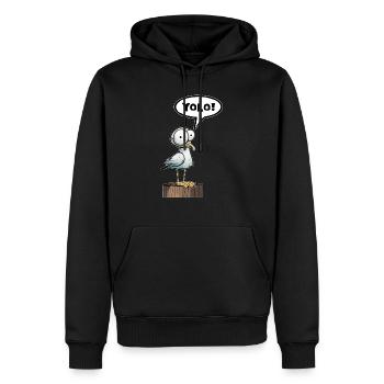 Seagull Speech Bubble Yolo - Men’s Premium Organic Hoodie - black - Front - Nico (187cm)