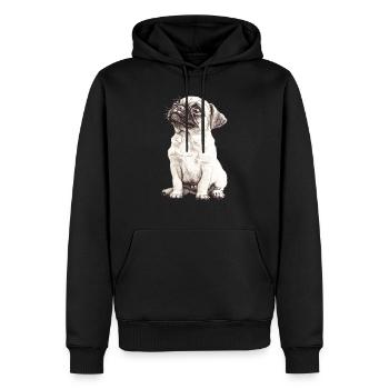 Mops Welpe - Männer Premium Bio Hoodie - Schwarz - Vorne - Nico (187cm)