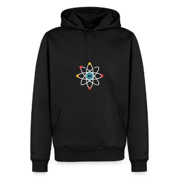 AI Atom - Sweat à capuche Premium bio Homme - noir - Devant - Nico (187cm)