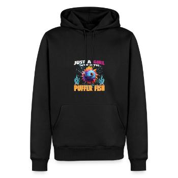 Juste une fille qui aime le poisson-globe - Sweat à capuche Premium bio Homme - noir - Devant - Nico (187cm)
