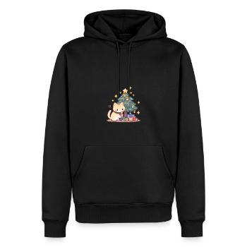 Arbre de Noël chat - Sweat à capuche Premium bio Homme - noir - Devant - Nico (187cm)