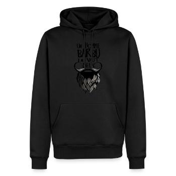 citation homme barbu vaut deux 2 humour barbe drol - Sweat à capuche Premium bio Homme - noir - Devant - Nico (187cm)
