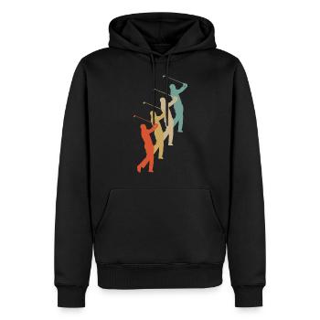 Retro Vintage Style Golf Golfer Golfspieler - Männer Premium Bio Hoodie - Schwarz - Vorne - Nico (187cm)