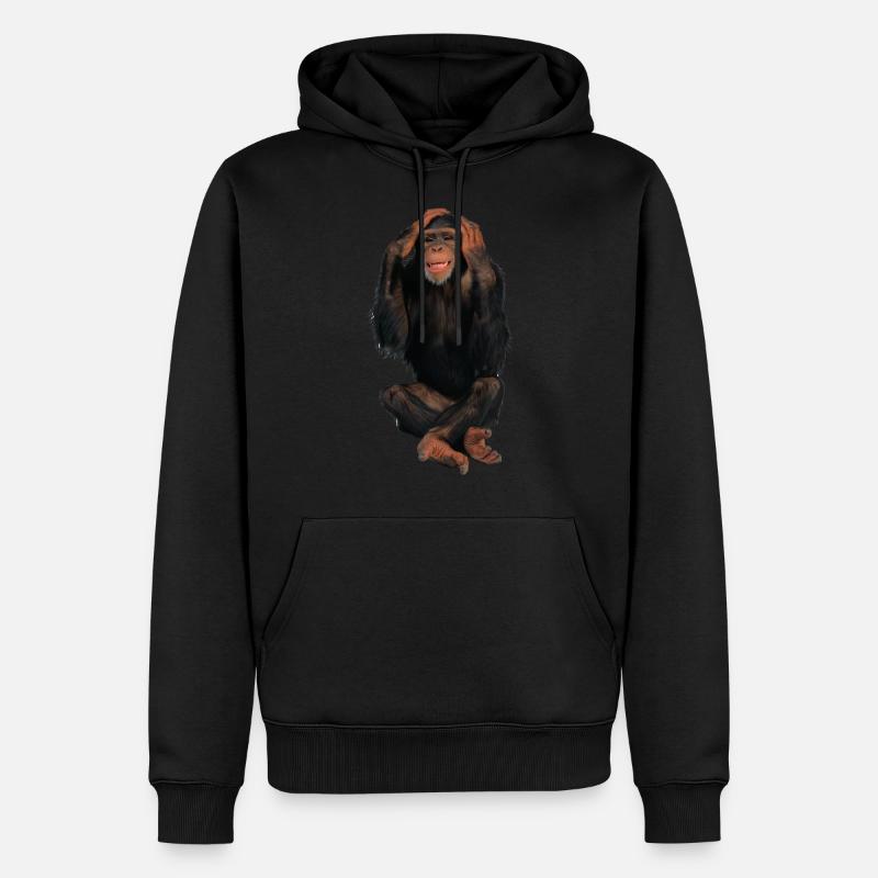 singe - Sweat à capuche Premium bio Homme - noir
