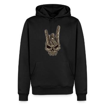 Teufelshörner | Heavy Metal Hand Gesture Music - Männer Premium Bio Hoodie - Schwarz - Vorne - Nico (187cm)