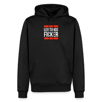 Leistungs Ficker Rote Balken - Männer Premium Bio Hoodie - Schwarz - Vorne - Nico (187cm)