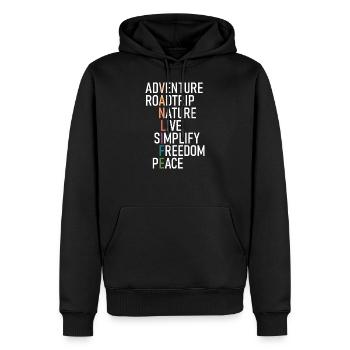 Van Life Aventure Camper - Sweat à capuche Premium bio Homme - noir - Devant - Nico (187cm)