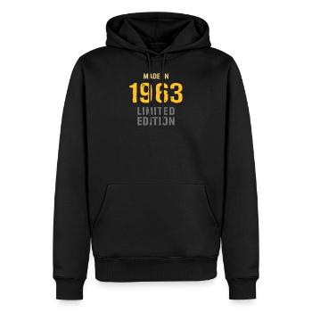 1963 - Männer Premium Bio Hoodie - Schwarz - Vorne - Nico (187cm)