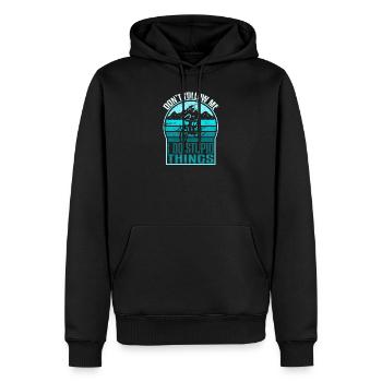 Don t follow me I do stupid Things - Sweat à capuche Premium bio Homme - noir - Devant - Nico (187cm)