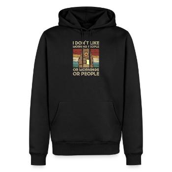 I Dont Like Morning People Vintage - Sweat à capuche Premium bio Homme - noir - Devant - Nico (187cm)