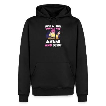 Juste Une Fille Qui aime Les Animes Et Sushi - Sweat à capuche Premium bio Homme - noir - Devant - Nico (187cm)