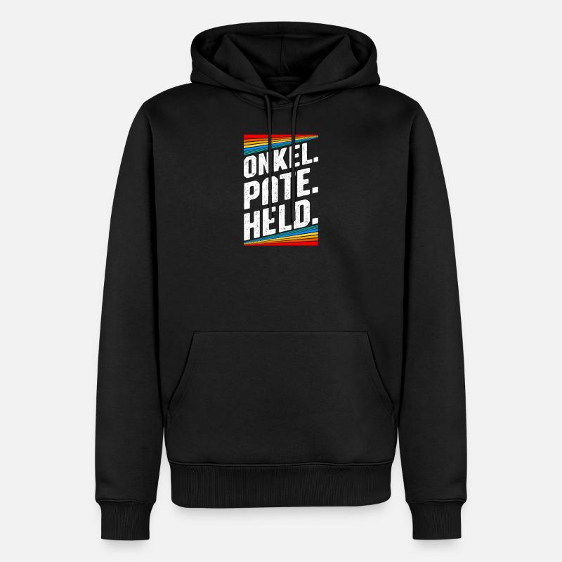 Onkel Pate Held - Männer Premium Bio Hoodie - Schwarz