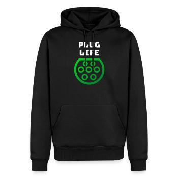 Plug Life - Men’s Premium Organic Hoodie - black - Front - Nico (187cm)