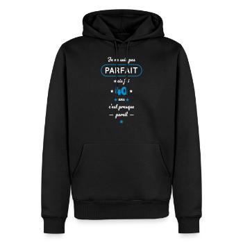 Anniversaire 40 ans - Pas parfait mais j'ai 40 ans - Sweat à capuche Premium bio Homme - noir - Devant - Nico (187cm)