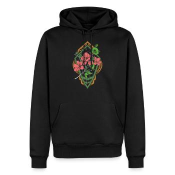 Fleur de rêve perse - Sweat à capuche Premium bio Homme - noir - Devant - Nico (187cm)