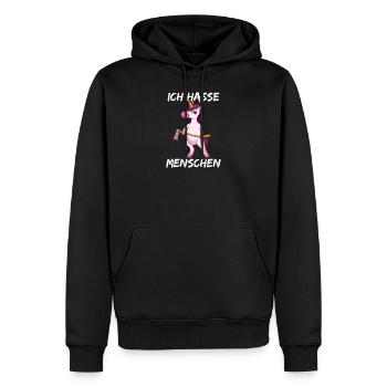 Ich Hasse Menschen Einhorn Unicorn - Männer Premium Bio Hoodie - Schwarz - Vorne - Nico (187cm)