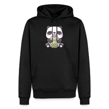 Mignon Panda Bear Boire Matcha Bubble Tea - Sweat à capuche Premium bio Homme - noir - Devant - Nico (187cm)