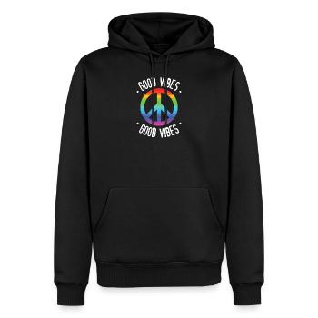 Good Vibes - Sweat à capuche Premium bio Homme - noir - Devant - Nico (187cm)