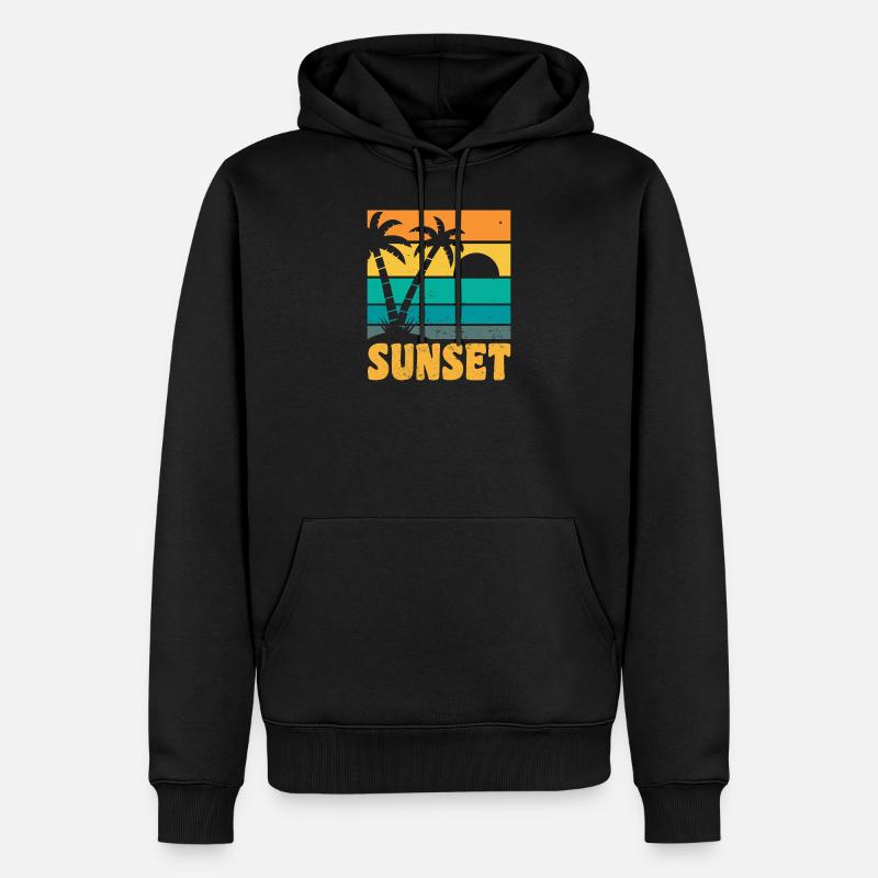 Sunset Retro Style - Männer Premium Bio Hoodie - Schwarz