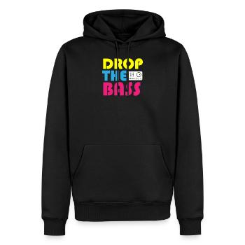 Drop the Bass Drum and Bass DJ Musik - Männer Premium Bio Hoodie - Schwarz - Vorne - Nico (187cm)