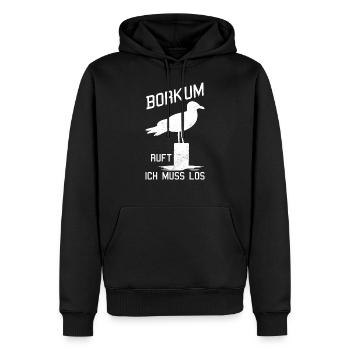 Borkum Ostfriesland Nordsee Möwe - Männer Premium Bio Hoodie - Schwarz - Vorne - Nico (187cm)