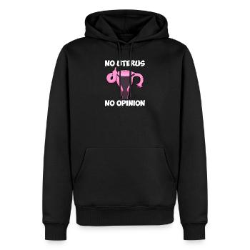 No Uterus No Opinion - Kein Uterus Keine Meinung - Men’s Premium Organic Hoodie - black - Front - Nico (187cm)