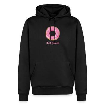 Donut Lieblingsessen süß naschen rosa zuckerguß lo - Männer Premium Bio Hoodie - Schwarz - Vorne - Nico (187cm)