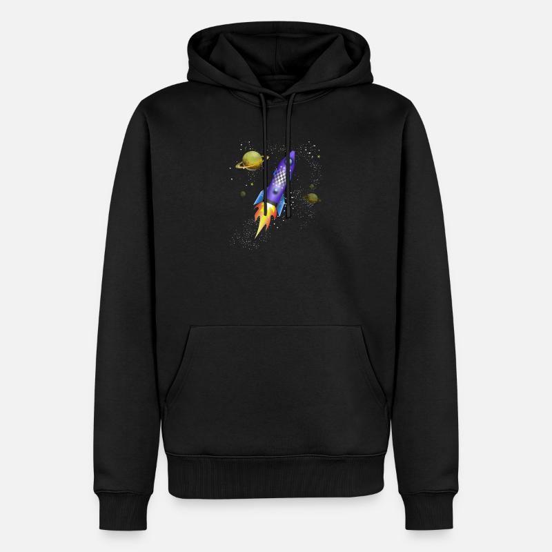 Fusée dans l'espace - Sweat à capuche Premium bio Homme - noir