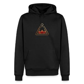 Attention tram 3 - Sweat à capuche Premium bio Homme - noir - Devant - Nico (187cm)